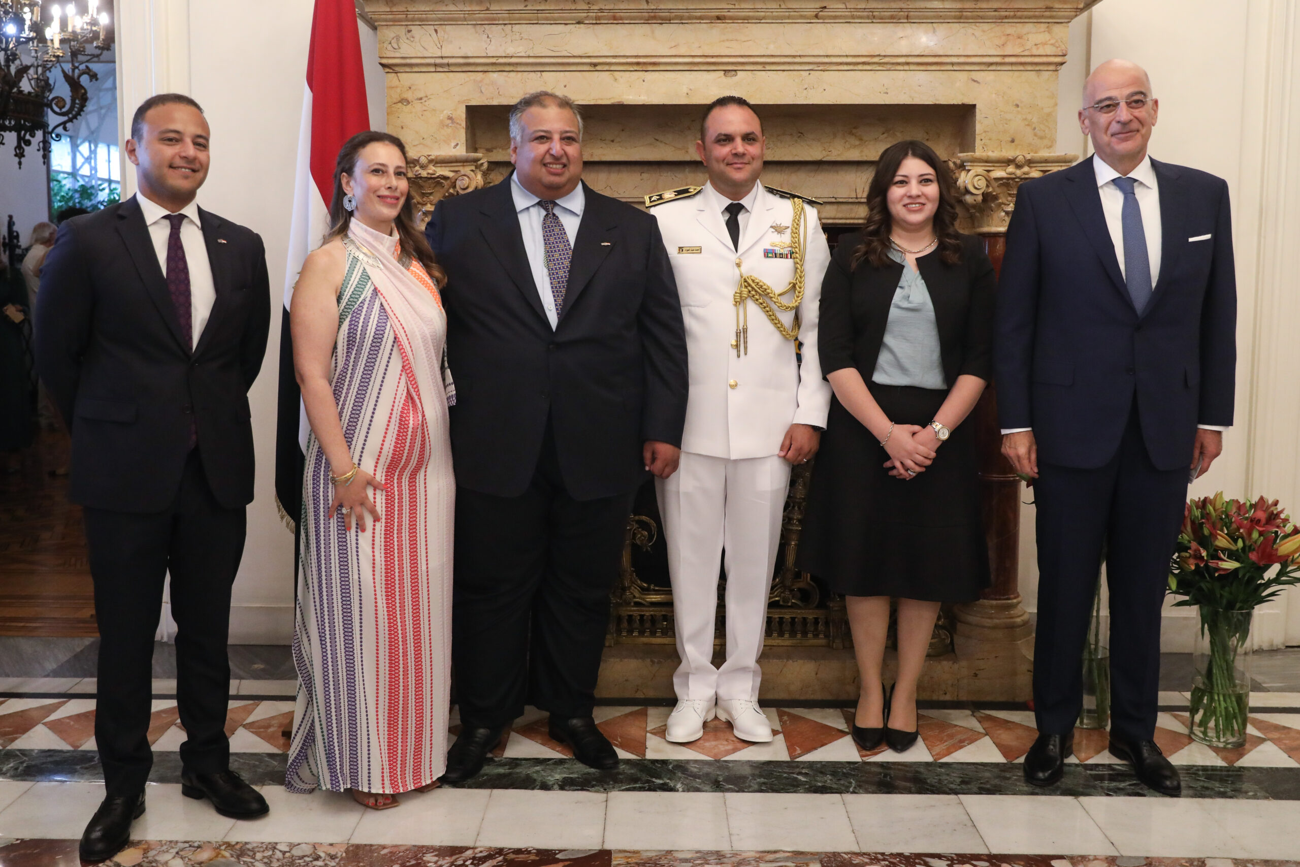 Ο Υπουργός Εξωτερικών Νίκος Δένδιας παρευρέθηκε σε εκδήλωση για την Εθνική γιορτή της Αιγύπτου, στην πρεσβέια της Αιγύπτου, στην Αθήνα, Παρασκευή 15 Ιουλίου, 2022. Τον Υπουργό υποδέχτηκε ο Επιτετραμμένος της Αραβικής Δημοκρατίας της Αιγύπτου Άμγκαντ Α. Ρέζεκ (Amagd A. Rezk).