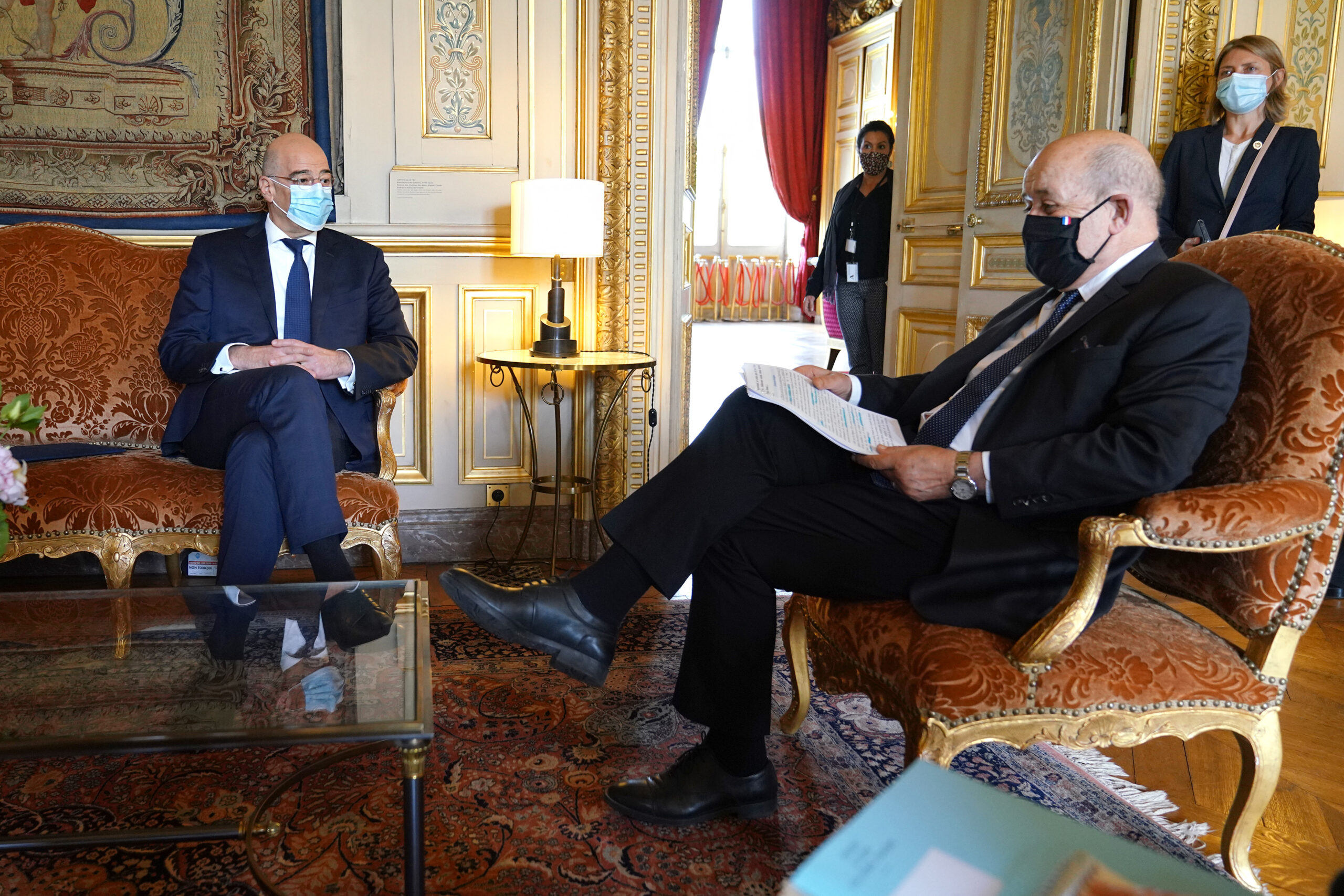 Επίσκεψη του Υπουργού Εξωτερικών, Νίκου Δένδια, στη Γαλλία καισυνάντηση με τον  Υπουργό Εξωτερικών της Γαλλίας, Jean Yves Le Drian.
(Παρίσι, 15.06.2020)