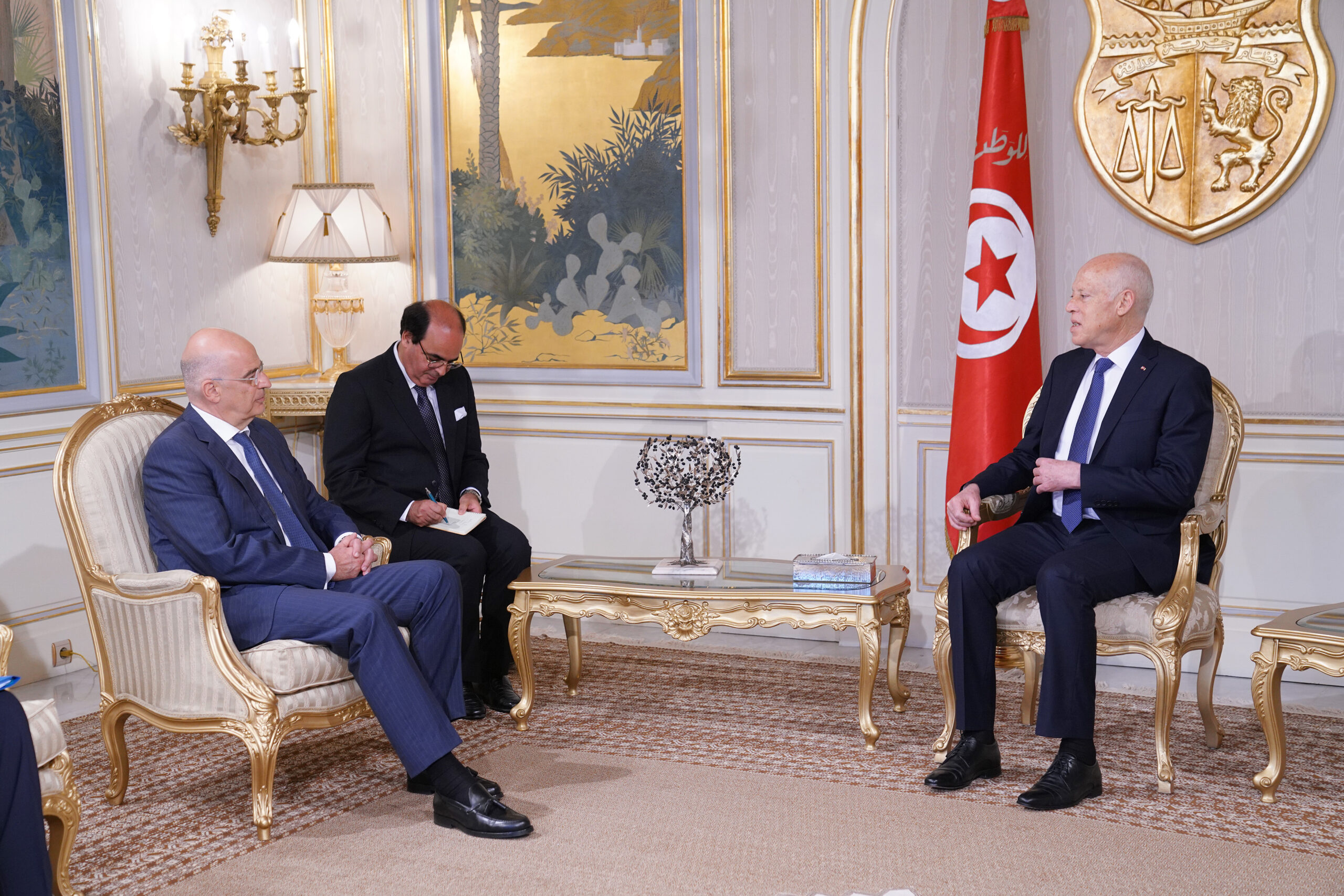 Επίσκεψη Υπουργού Εξωτερικών, Νίκου Δένδια, στην Τυνησία. Συνάντηση με τον Πρόεδρο της χώρας, Kais Saied  (Τύνιδα, 29.06.2020)