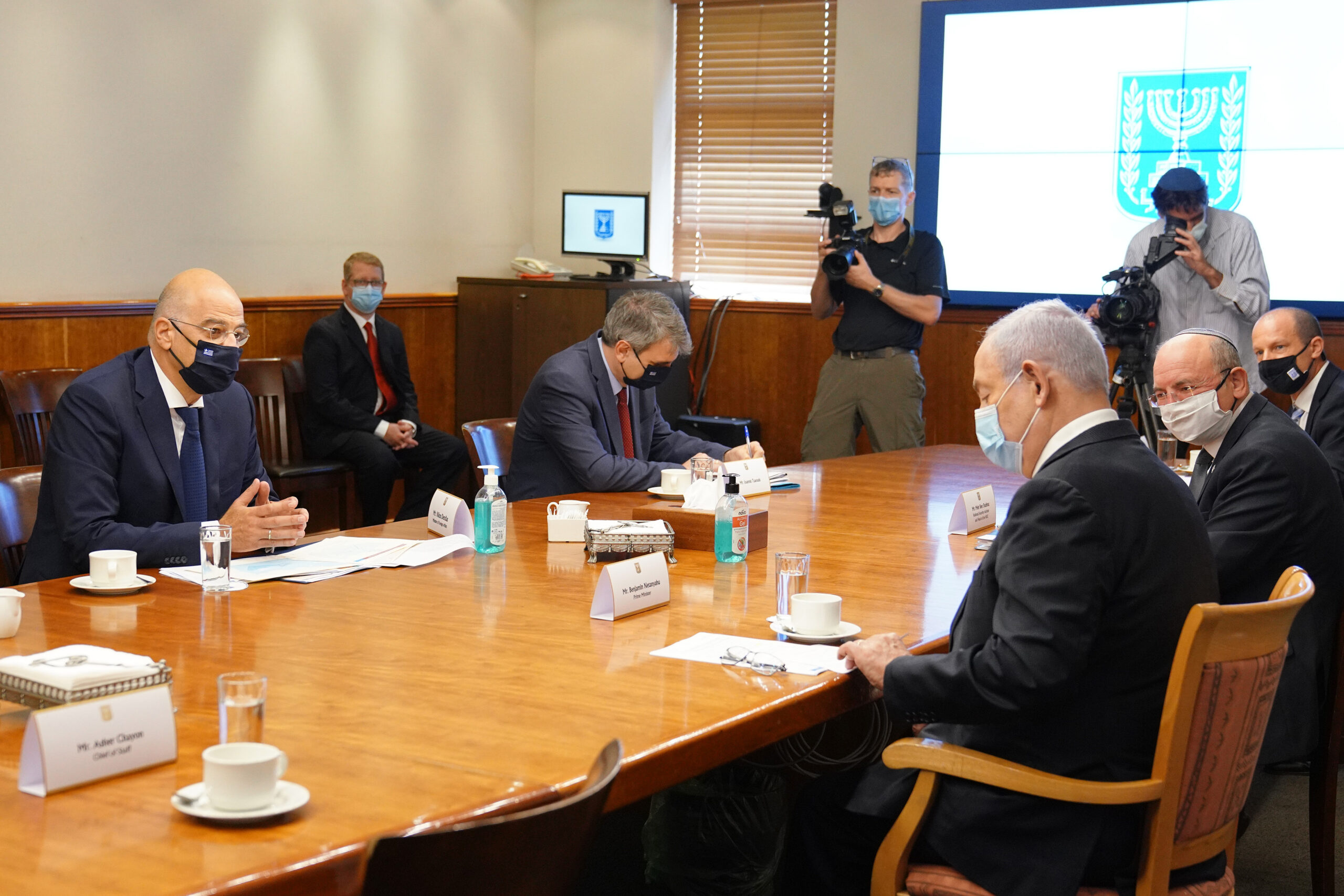 Επίσκεψη του Υπουργού Εξωτερικών, Νίκου Δένδια, στο Ισραήλ, και συνάντηση με τον Πρωθυπουργό του Ισραήλ, Benjamin Netanyahu.,  (Ιερουσαλήμ,13.08.2020)
