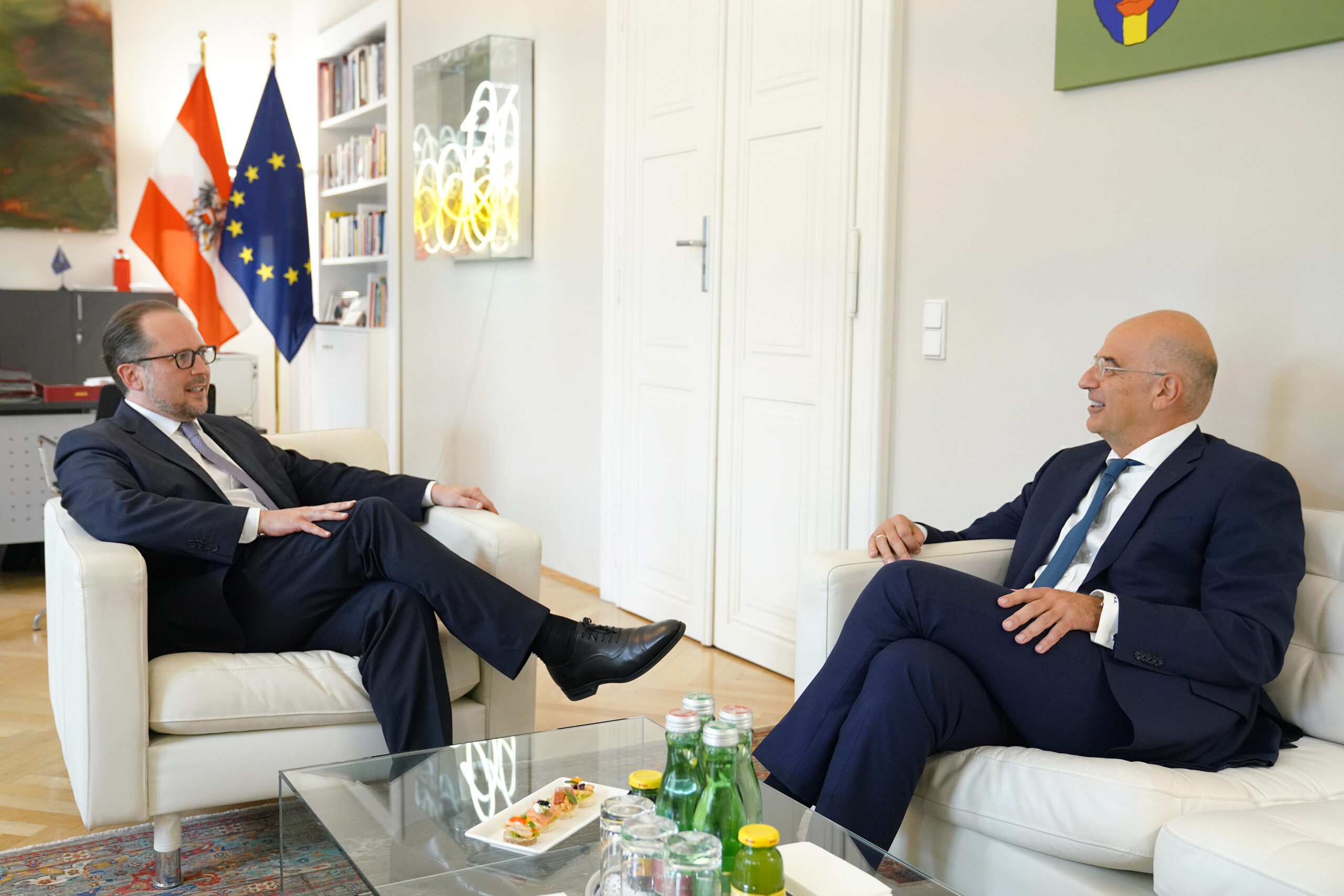 Συνάντηση Υπουργού Εξωτερικών, Νίκου Δένδια, με τoν Υπουργό Εξωτερικών της Αυστρίας, Alexander Schallenberg  (Βιέννη, 14.08.2020)
