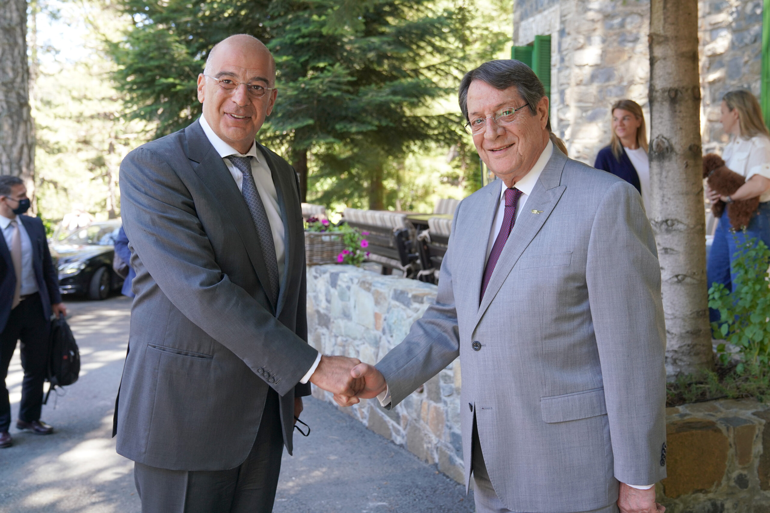 Επίσκεψη του Υπουργού Εξωτερικών, Νίκου Δένδια, στην Κυπριακή Δημοκρατία. Πρώτη συνάντηση με  τον Πρόεδρο της Δημοκρατίας, Νίκο Αναστασιάδη  (Κύπρος 18.08.2020)