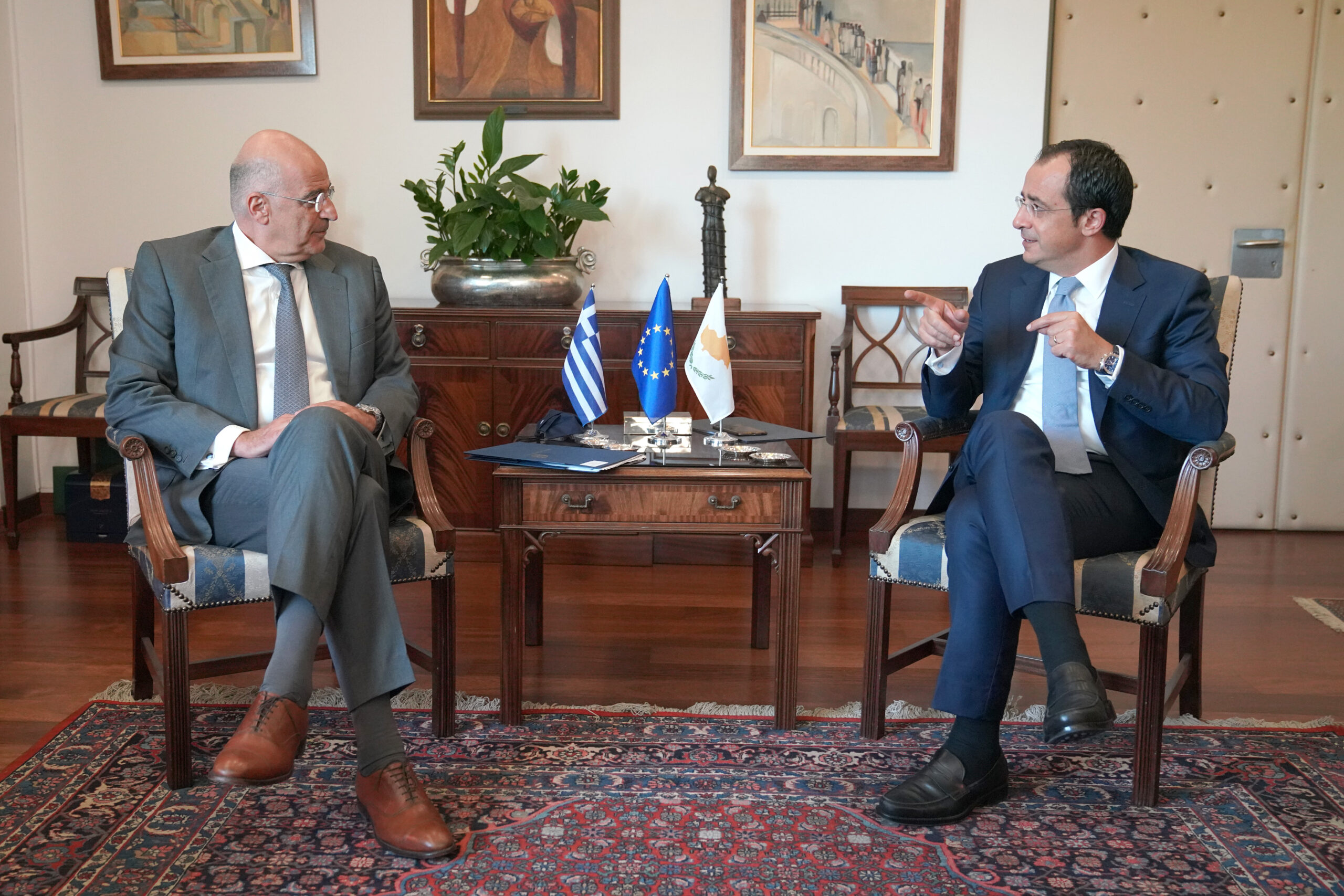 Επίσκεψη του Υπουργού Εξωτερικών, Νίκου Δένδια, στην Κυπριακή Δημοκρατία. Συνάντηση με τον Υπουργό Εξωτερικών της Κύπρου, Νίκο Χριστοδουλίδη. (Κύπρος 18.08.2020)
