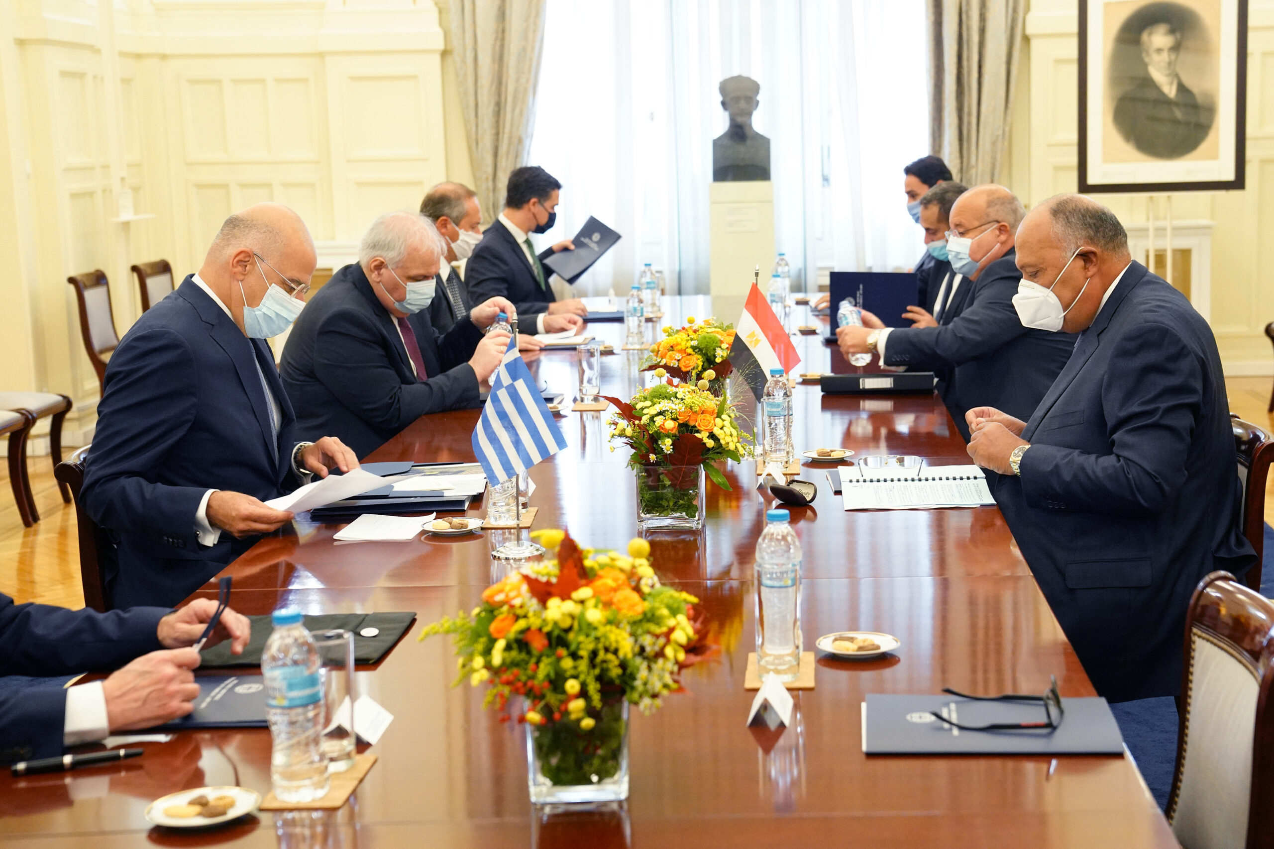 Συνάντηση του Υπουργού Εξωτερικών, κ. Νίκου Δένδια, με τον Υπουργό Εξωτερικών της Αιγύπτου, κ. Sameh Shoukry  (Αθήνα, 15.09.2020)
