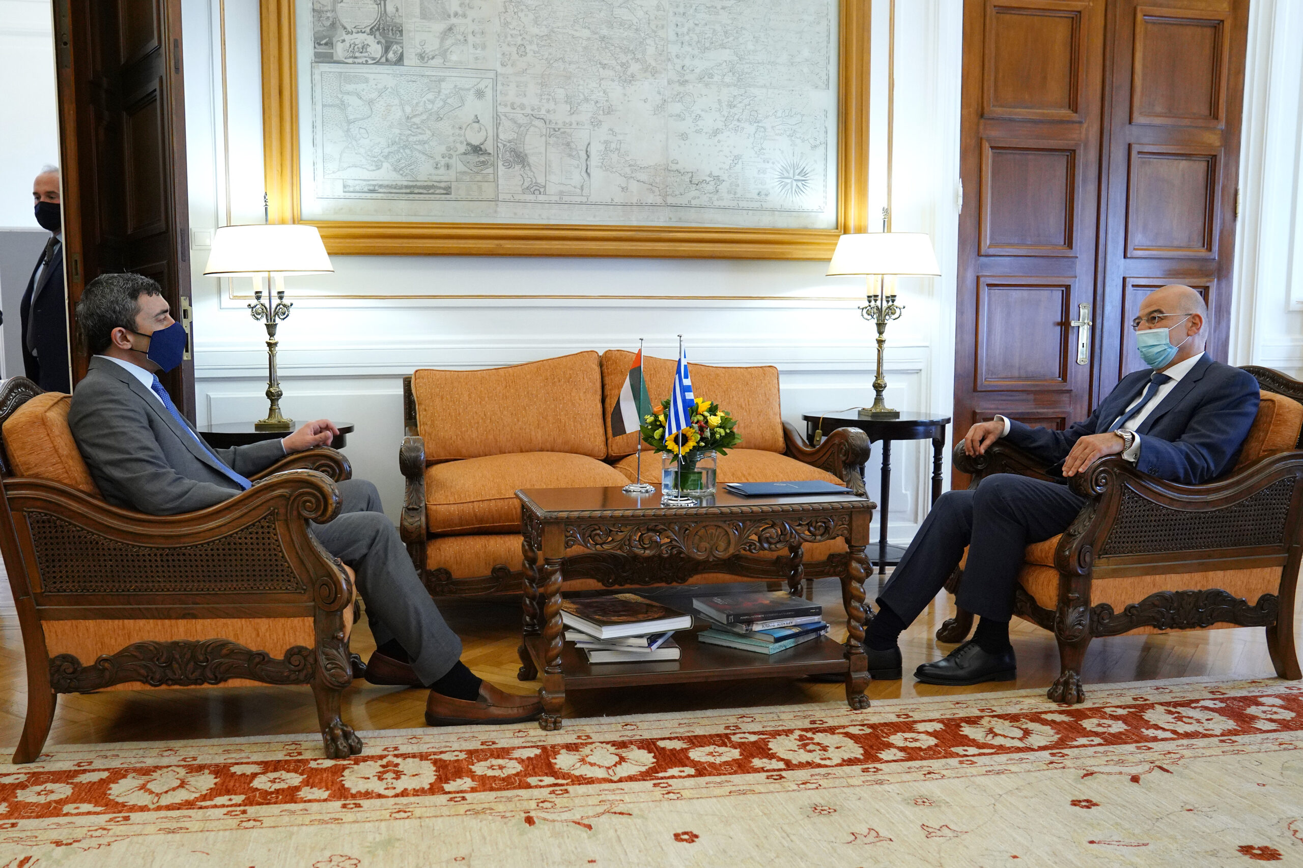 Συνάντηση Υπουργού Εξωτερικών, κ. Νίκου Δένδια, με τον Υπουργό Εξωτερικών των Ηνωμένων Αραβικών Εμιράτων, Σεΐχη Abdullah Bin Zayed Al Nahyan  (Αθήνα, 25.09.2020)