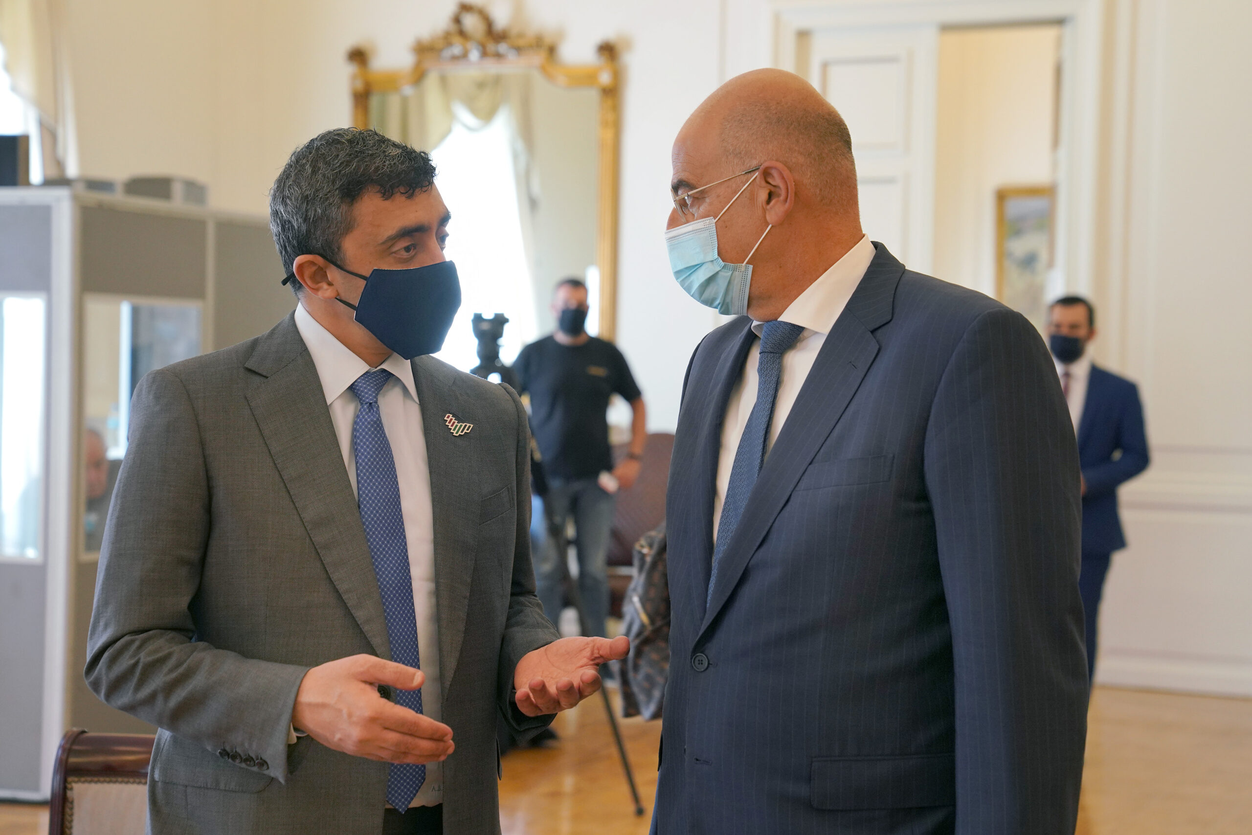 Συνάντηση Υπουργού Εξωτερικών, κ. Νίκου Δένδια, με τον Υπουργό Εξωτερικών των Ηνωμένων Αραβικών Εμιράτων, Σεΐχη Abdullah Bin Zayed Al Nahyan  (Αθήνα, 25.09.2020)