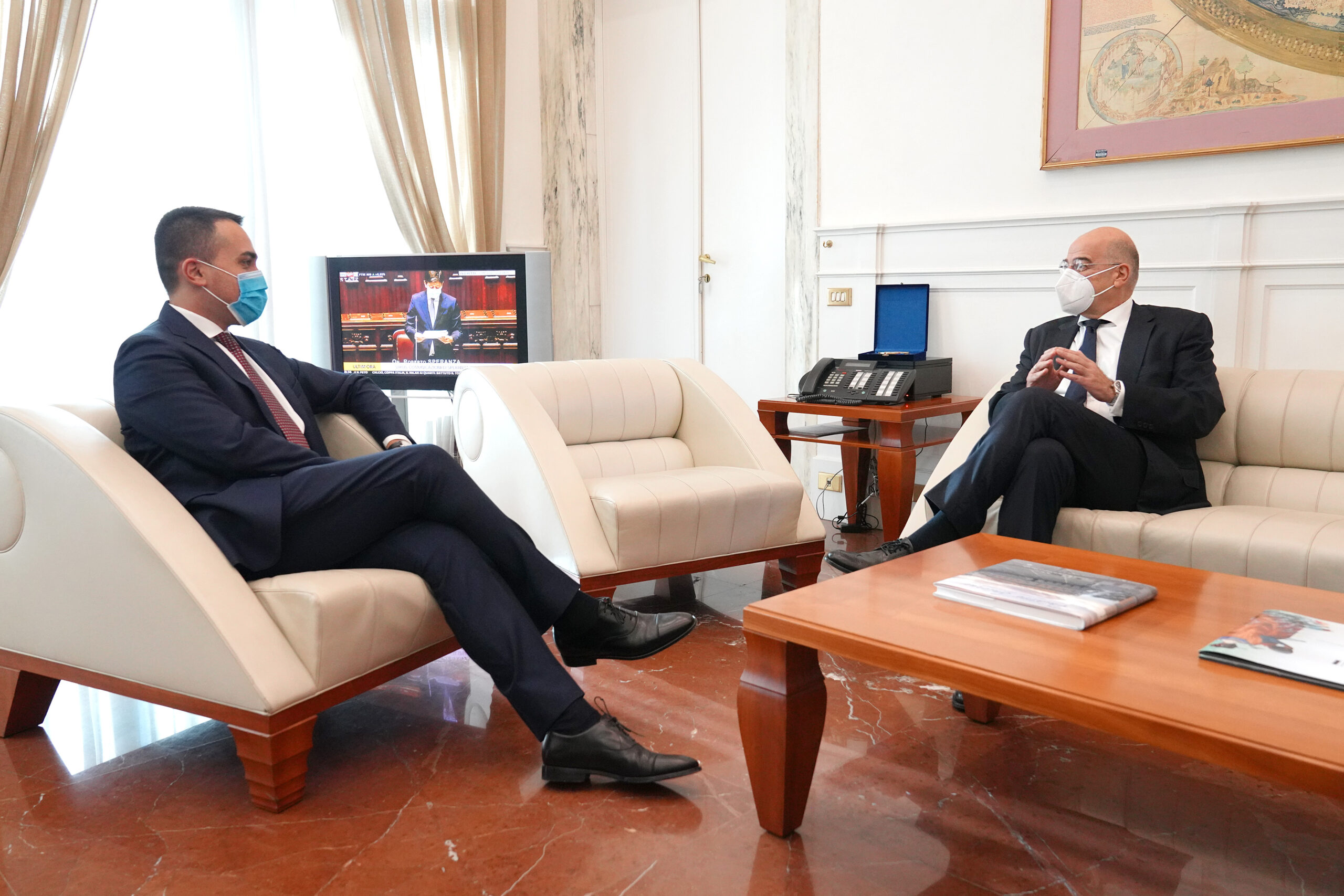 Επίσκεψη Υπουργού Εξωτερικών, Νίκου Δένδια, στην Ιταλία και στην Πορτογαλία. Στη Ρώμη ο κ. Δένδιας συνάντησε τον Ιταλό ομόλογό του, κ. Luigi Di Maio,  (Ρώμη,  13.01.2021)