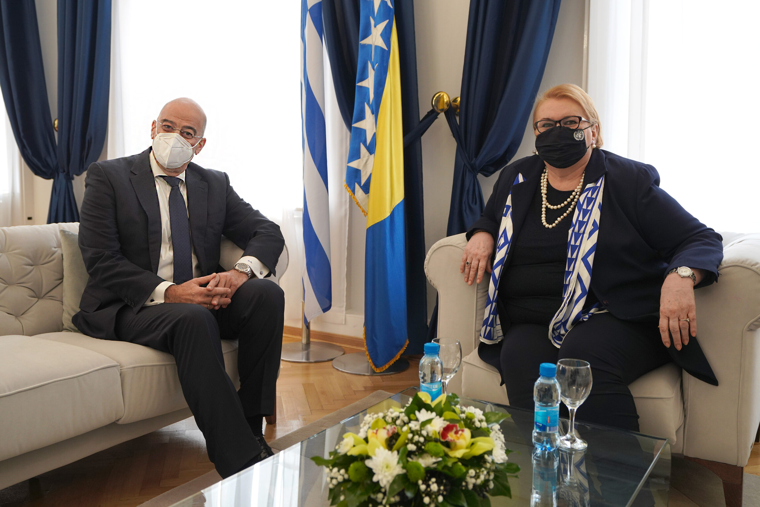 Επίσκεψη Υπουργού Εξωτερικών, Νίκου Δένδια, στη Βοσνία και Ερζεγοβίνη. Συναντήθηκε στο Σεράγεβο με την ομόλογό του, Δρ. Bisera Turković, Αναπληρώτρια Πρόεδρο του Συμβουλίου Υπουργών και Υπουργό Εξωτερικών της Βοσνίας και Ερζεγοβίνης, ( Σαράγεβο, 29.01.2021)